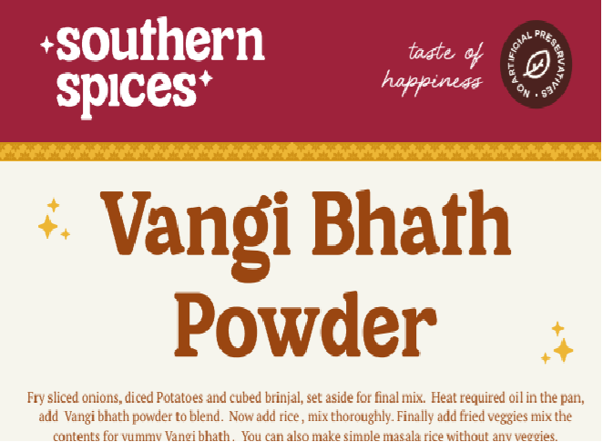 Vangi Bhath Powder <br> 100/ 250/ 500 Grms