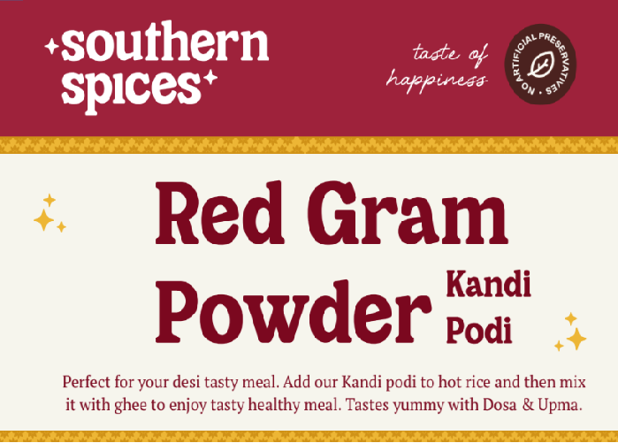 Red Gram (Kandi) Powder<br> 100/ 200/ 400 Grms